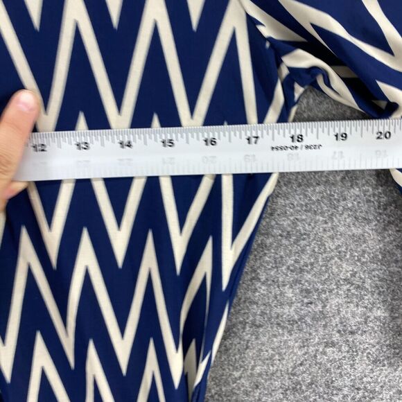 Tacera Dress Women S Small Blue Striped Sheath Short Zipper V-Neck Belted Casual - Picture 7 of 9